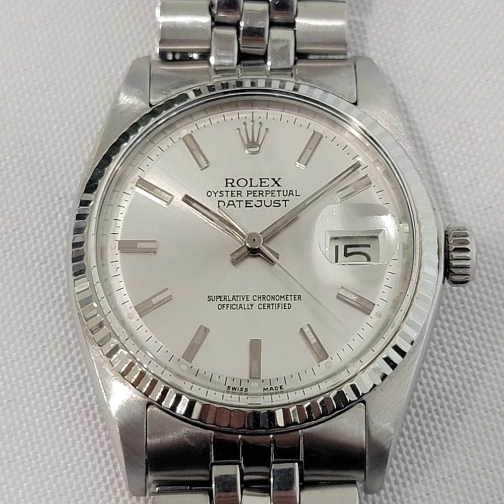 Rolex Oyster Datejust 1601 36mm 18k W Gold SS 1960s Mens Vintage Automatic RA621: Title:Rolex Oyster Datejust 1601 36mm 18k W Gold SS 1960s Mens Vintage Automatic RA621Description:A timeless classic, Men's 18k white gold & stainless steel Rolex Oyster Perpetual Datejust Ref. 1601