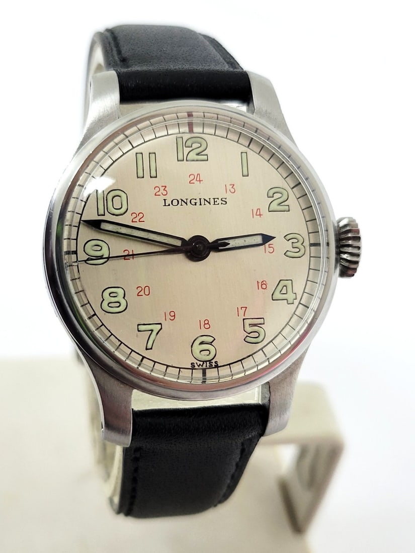 Vintage S/Steel LONGINES Winding Military WW2 Watch c.1940s Cal. 12L* EXLNT RARE (1 of 10)