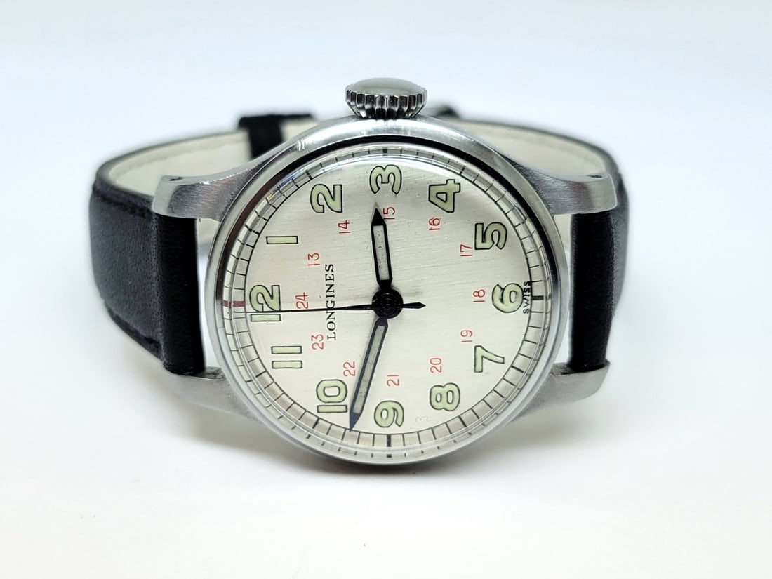 Vintage S/Steel LONGINES Winding Military WW2 Watch c.1940s Cal. 12L* EXLNT RARE - 2