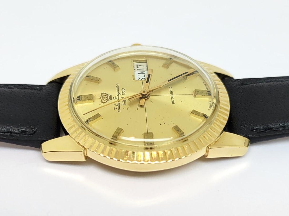 Vintage 18k JULES JURGENSEN Automatic DAY DATE Watch Cal N71693 c.1960s RARE - 7