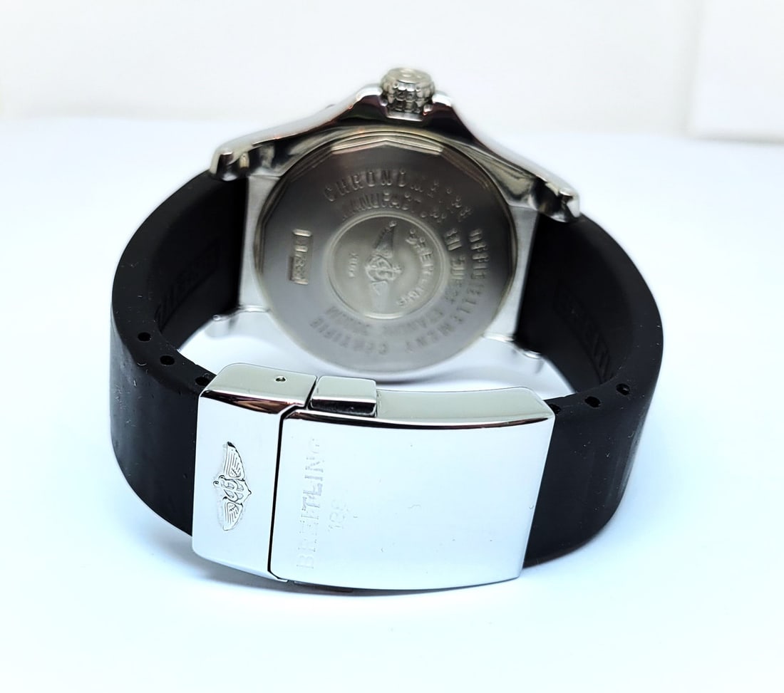 S/Steel BREITLING AVENGER SEAWOLF Automatic Watch A17330 Black Dial 45 mm* EXLNT - 5