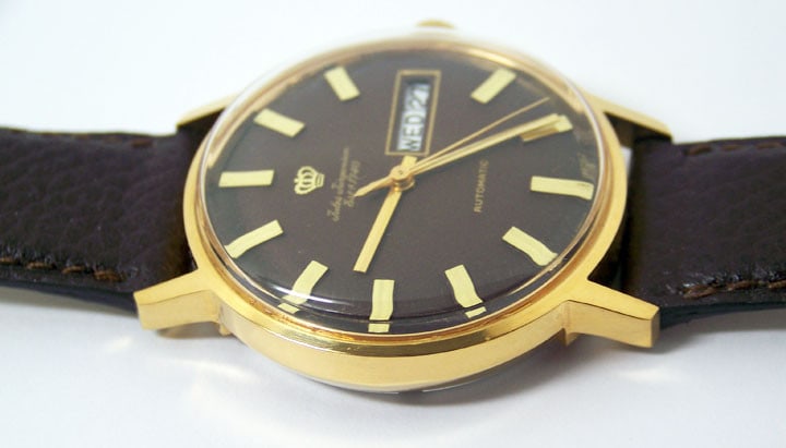 Vintage Gold Plated JULES JURGENSEN Mens Automaic DAY DATE Watch 1970s* SERVICED - 10