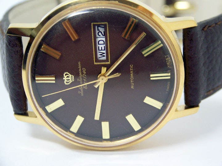 Vintage Gold Plated JULES JURGENSEN Mens Automaic DAY DATE Watch 1970s* SERVICED - 3