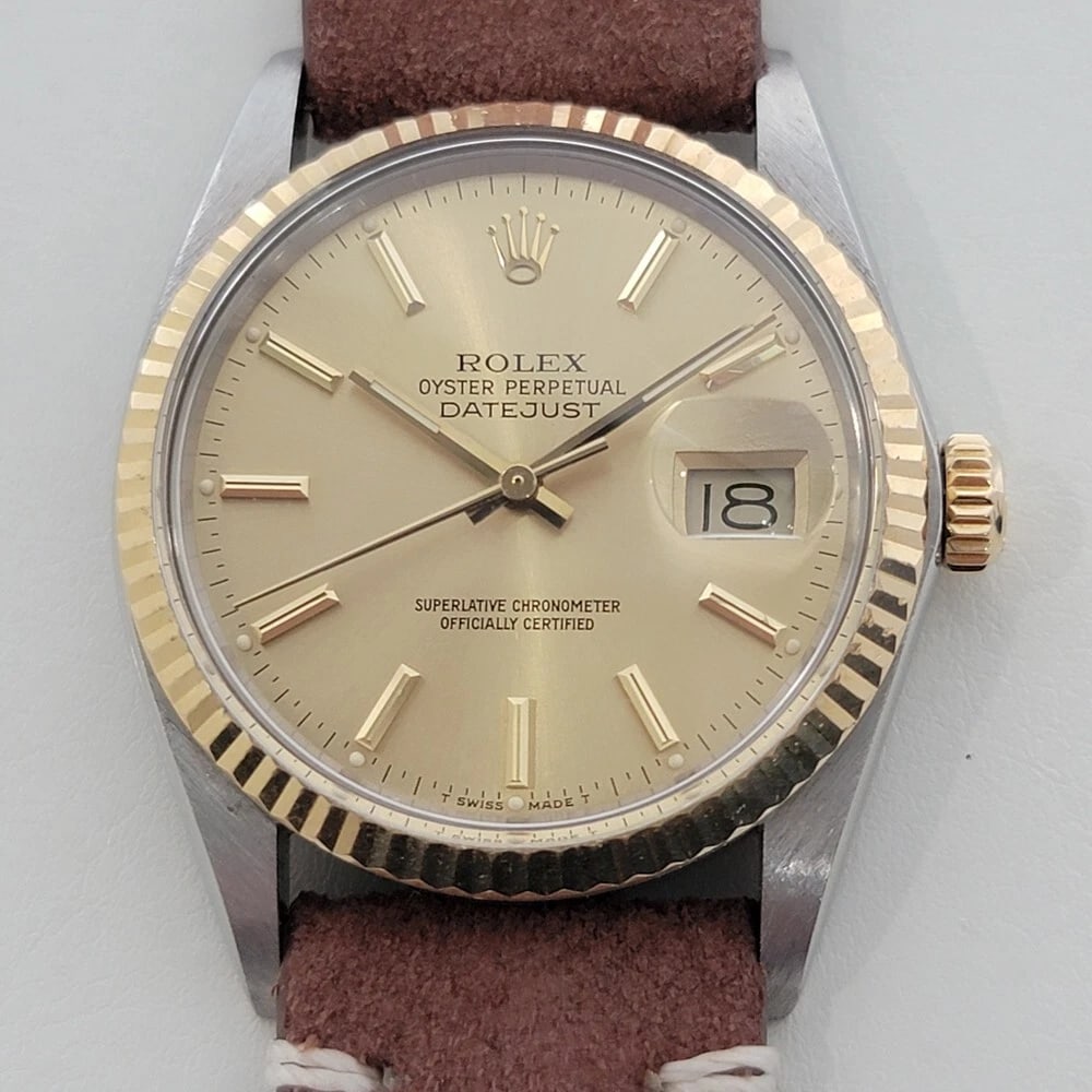 Mens Rolex Oyster Ref 16013 Datejust 36mm 18k SS 1980s Swiss Automatic RA489B (1 of 13)