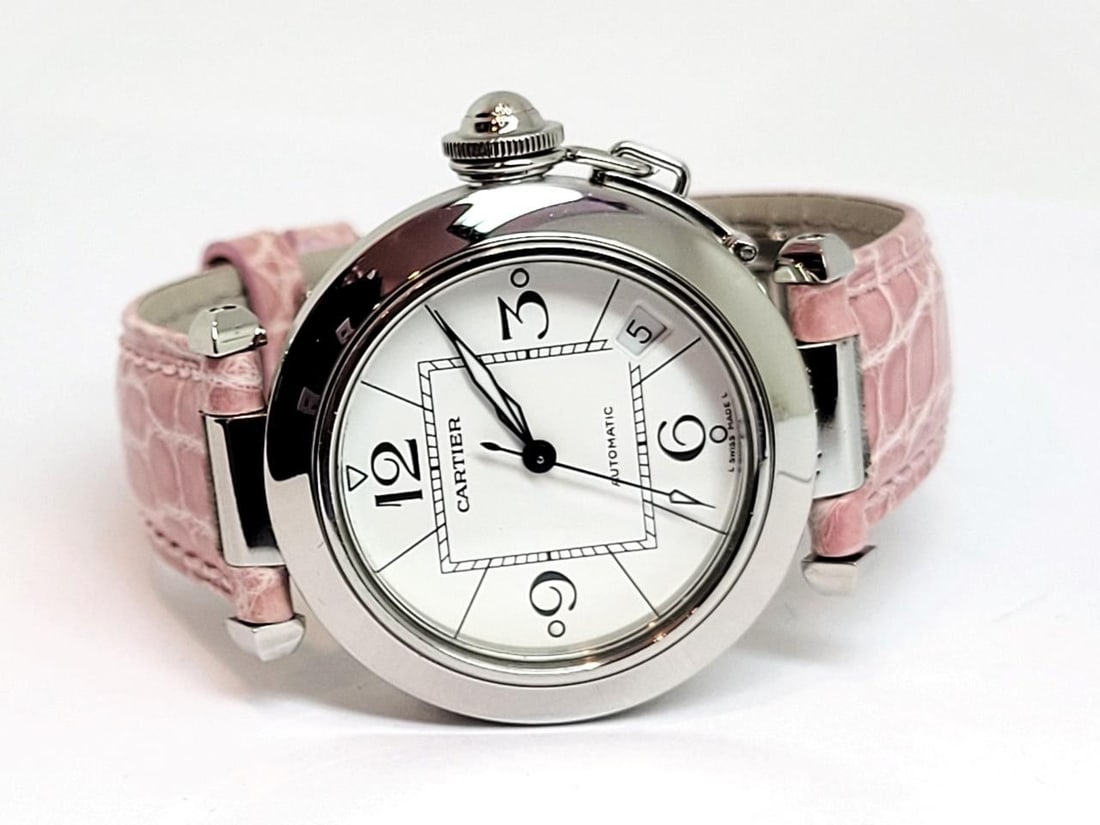 S/Steel Ladies CARTIER PASHA Automatic Watch Ref. 2324* 35.5 mm White Dial EXLNT - 3