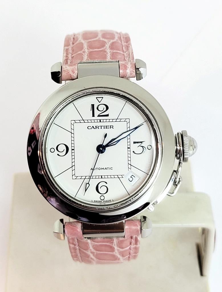 S/Steel Ladies CARTIER PASHA Automatic Watch Ref. 2324* 35.5 mm White Dial EXLNT - 6