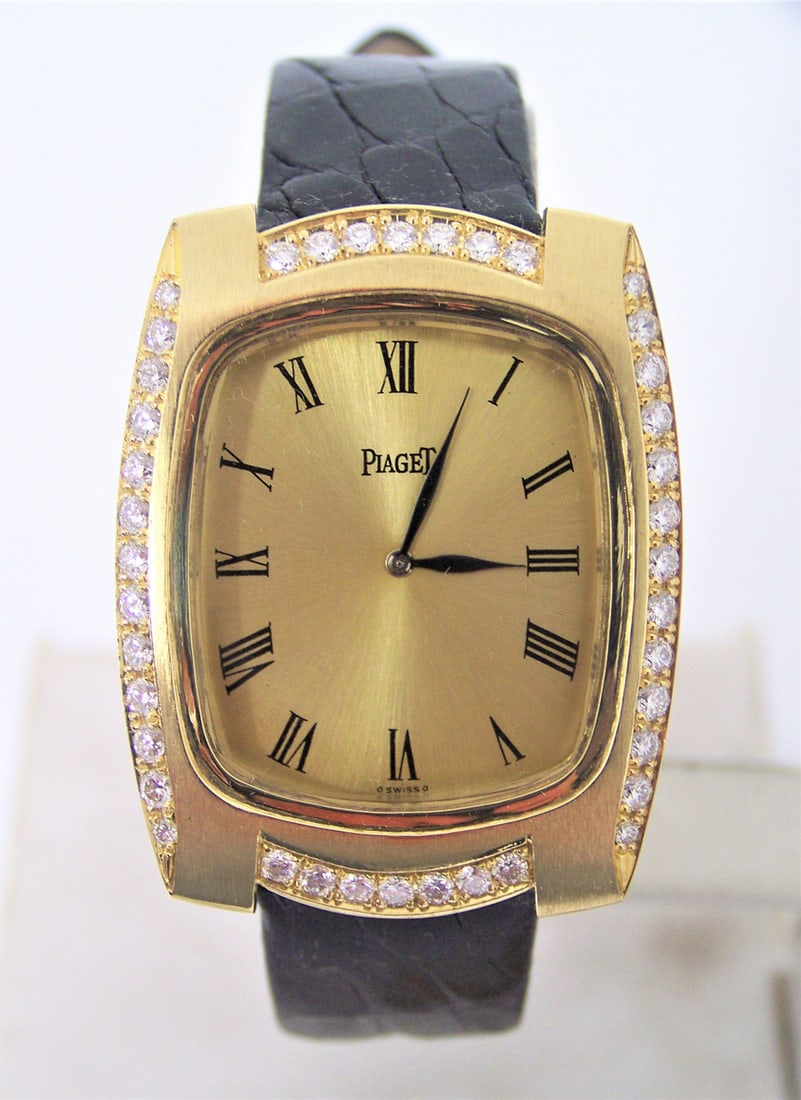 Solid 18k PIAGET Unisex Winding Watch with 1.76 ct Diamonds Ref 9741 Cal 9P2 EXLNT (1 of 13)