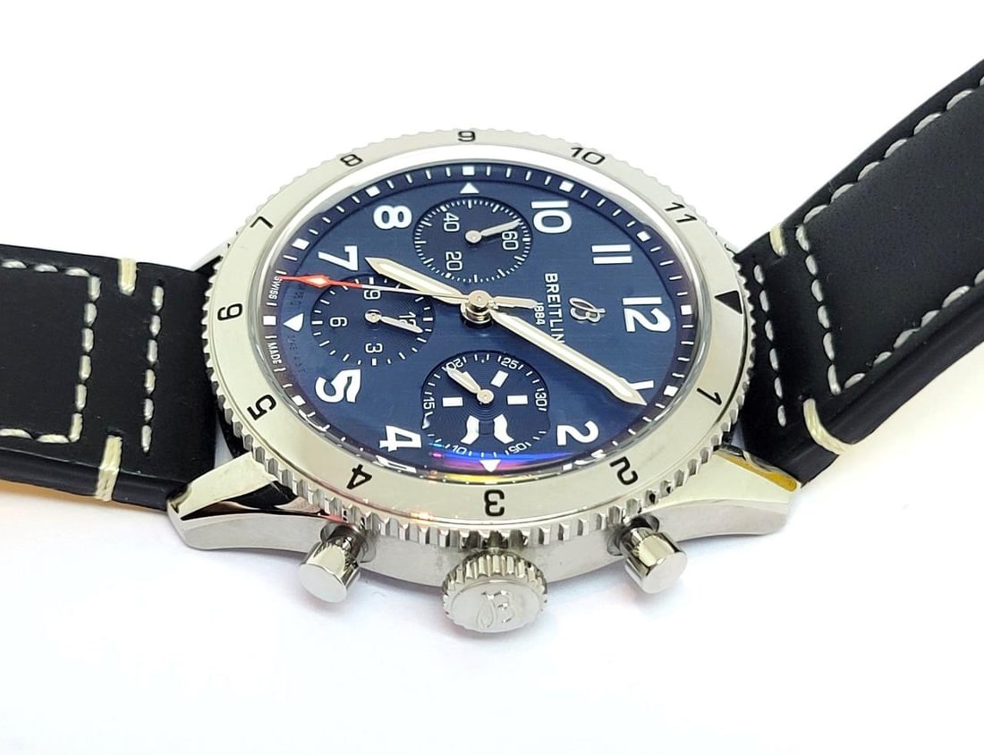 S/Steel Mens BREITLING CLASSIC AVI Chronograph Automatic Watch A23380* MINT - 10
