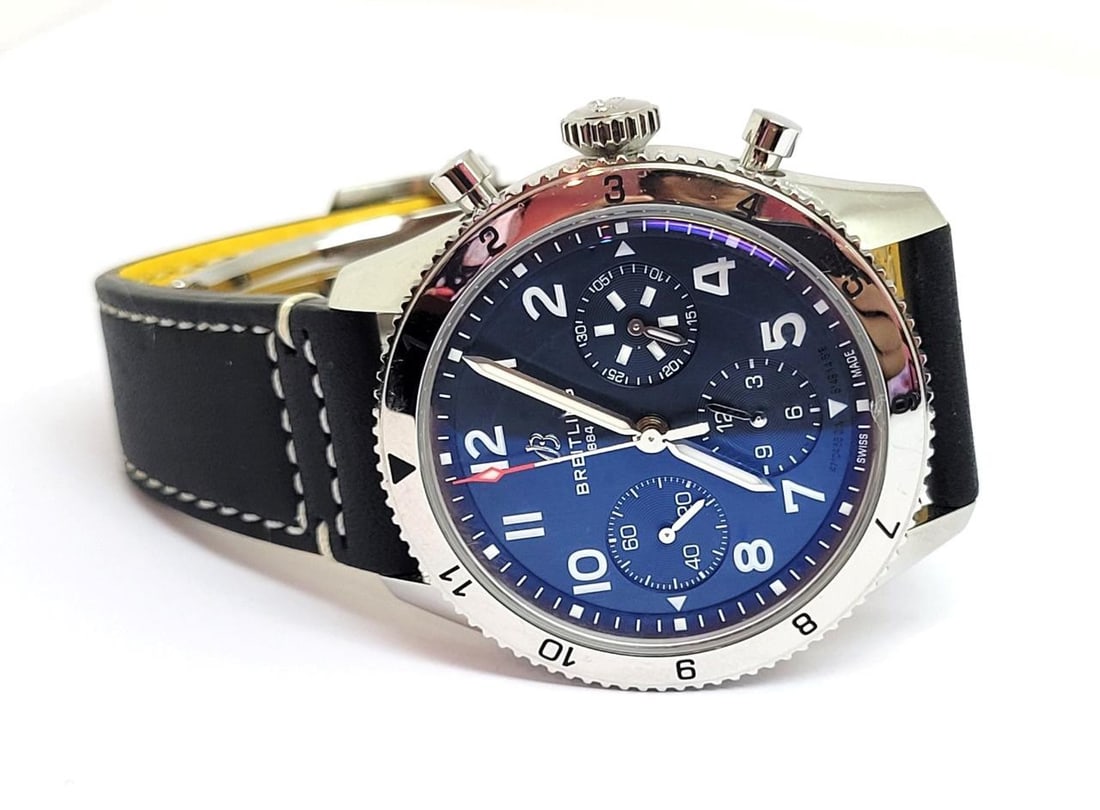 S/Steel Mens BREITLING CLASSIC AVI Chronograph Automatic Watch A23380* MINT - 2