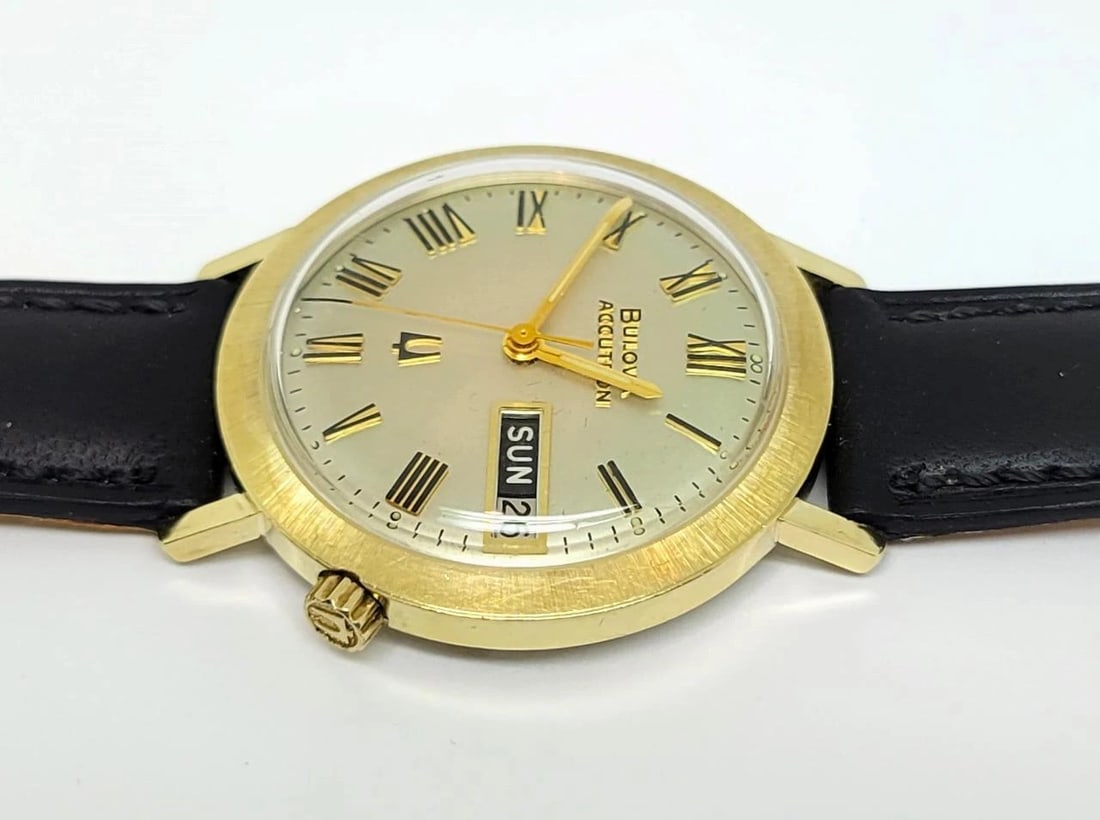 Vintage Mens 14k GF BULOVA ACCUTRON Date Watch 1973* EXLNT* SERVICED - 6