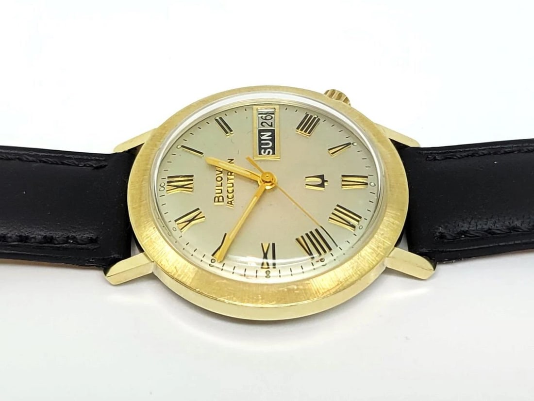 Vintage Mens 14k GF BULOVA ACCUTRON Date Watch 1973* EXLNT* SERVICED - 7