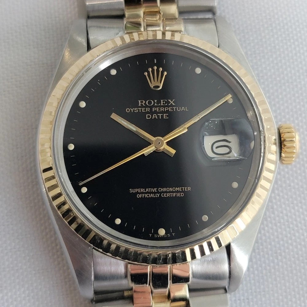 Rolex Oyster Perpetual Date Ref 1500 35mm 14k SS Mens 1970s Automatic RA624 (1 of 14)