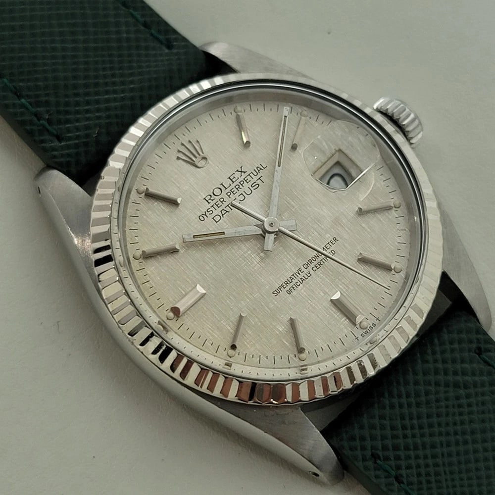 Mens Rolex Datejust 16014 36mm 18k SS 1980s Linen Dial Automatic Vintage RA587 (1 of 13)