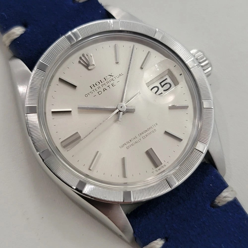 Rolex Oyster Perpetual Date Ref 1501 35mm 1970s Mens Vintage Automatic RA604B: Title:Rolex Oyster Perpetual Date Ref 1501 35mm 1970s Mens Vintage Automatic RA604BDescription:Timeless iconic classic, Rolex Oyster Perpetual 1501 Date automatic, c.1972, in excellent working