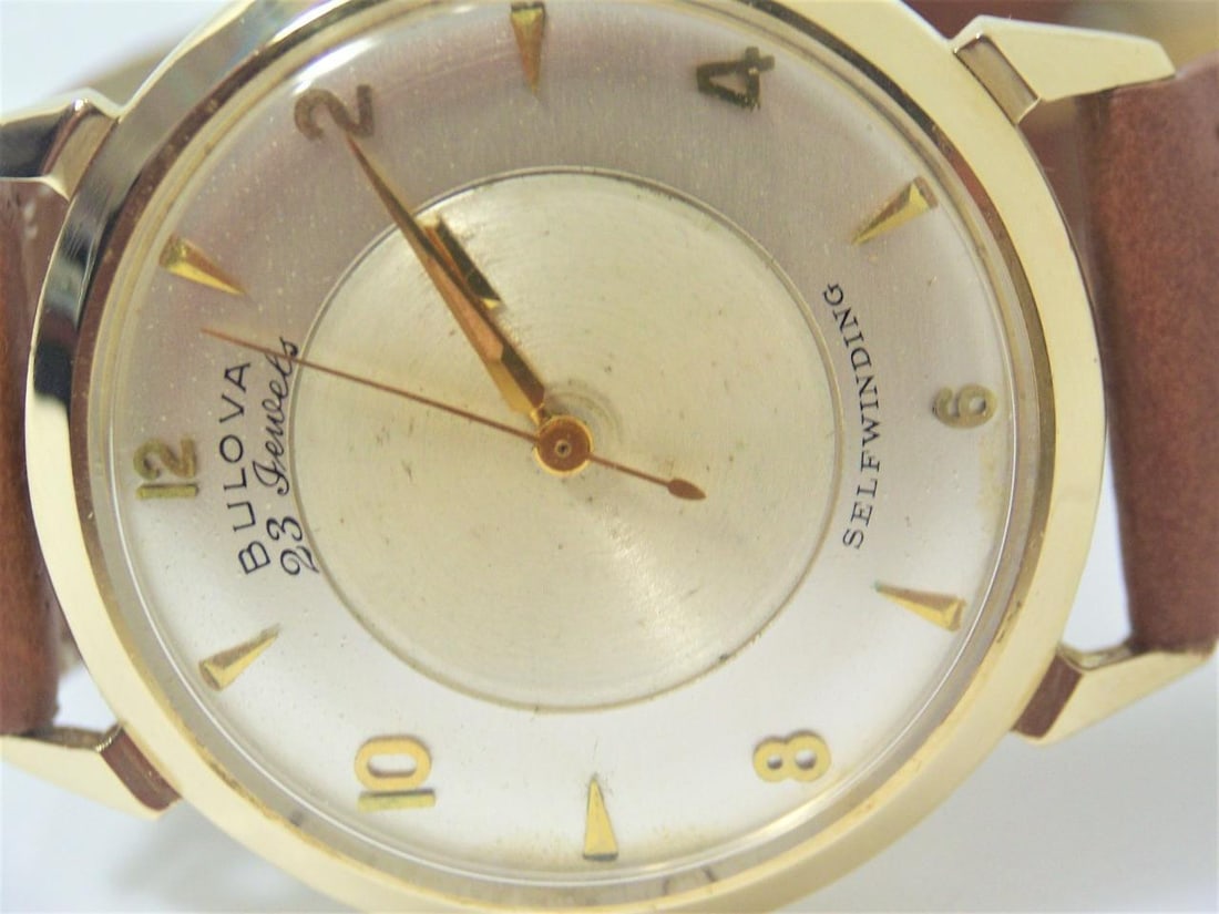 Vintage Solid 14k BULOVA MYSTRY DIAL Mens Automatic Watch Cal 10BZAC c.1959 - 4