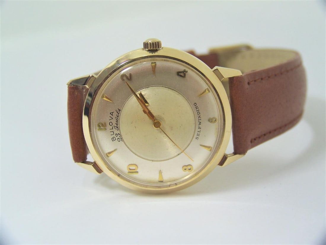 Vintage Solid 14k BULOVA MYSTRY DIAL Mens Automatic Watch Cal 10BZAC c.1959 - 5