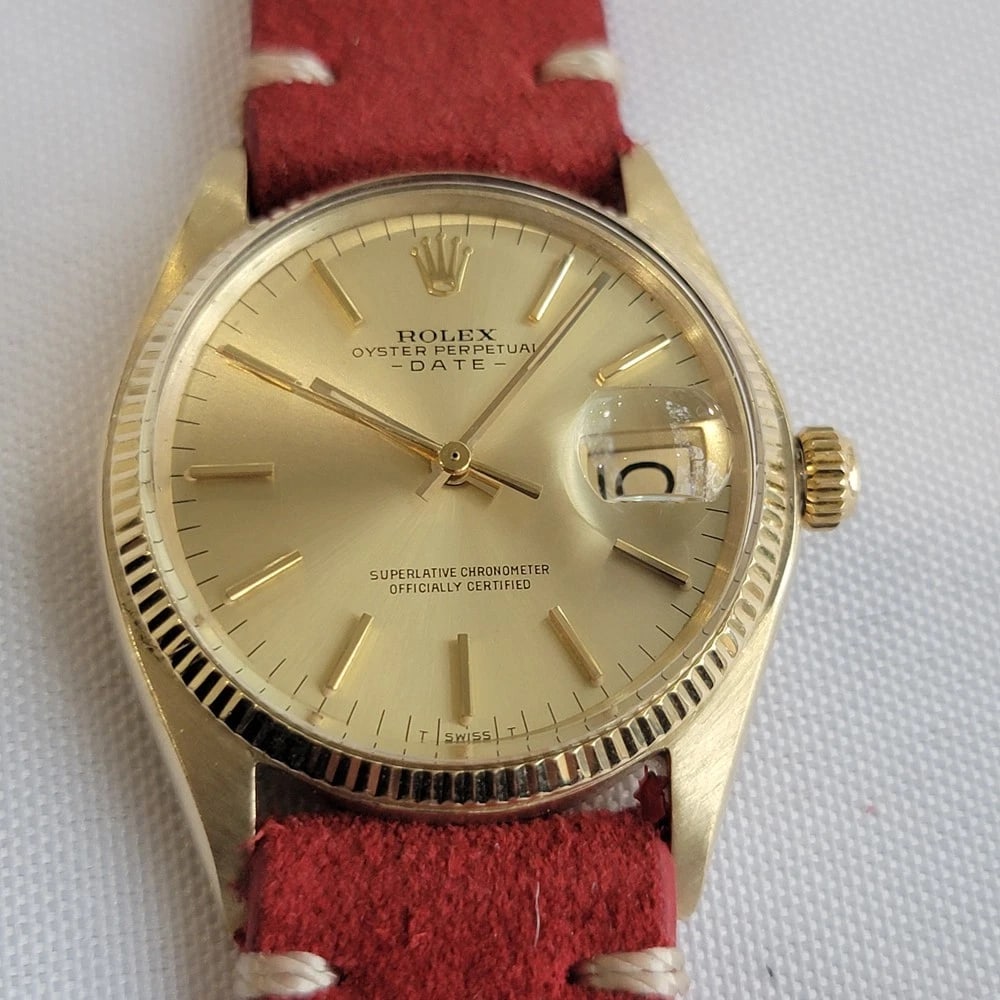 Rolex Oyster Perpetual Date 1503 35mm 14k Solid Gold Mens 1970s Automatic RA674B (1 of 13)