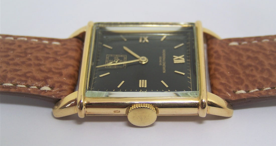 Vintage 18k Gold VACHERON CONSTANTIN Mens Winding Watch Black Dial Cal 458 EXLNT - 9