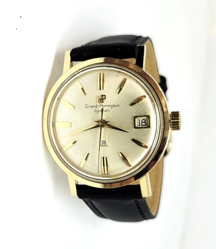Vintage 14k GIRARD PERREGAUX Mens 39 Jewels Gyromatic Watch 1960s EXLNT SERVICED - 2