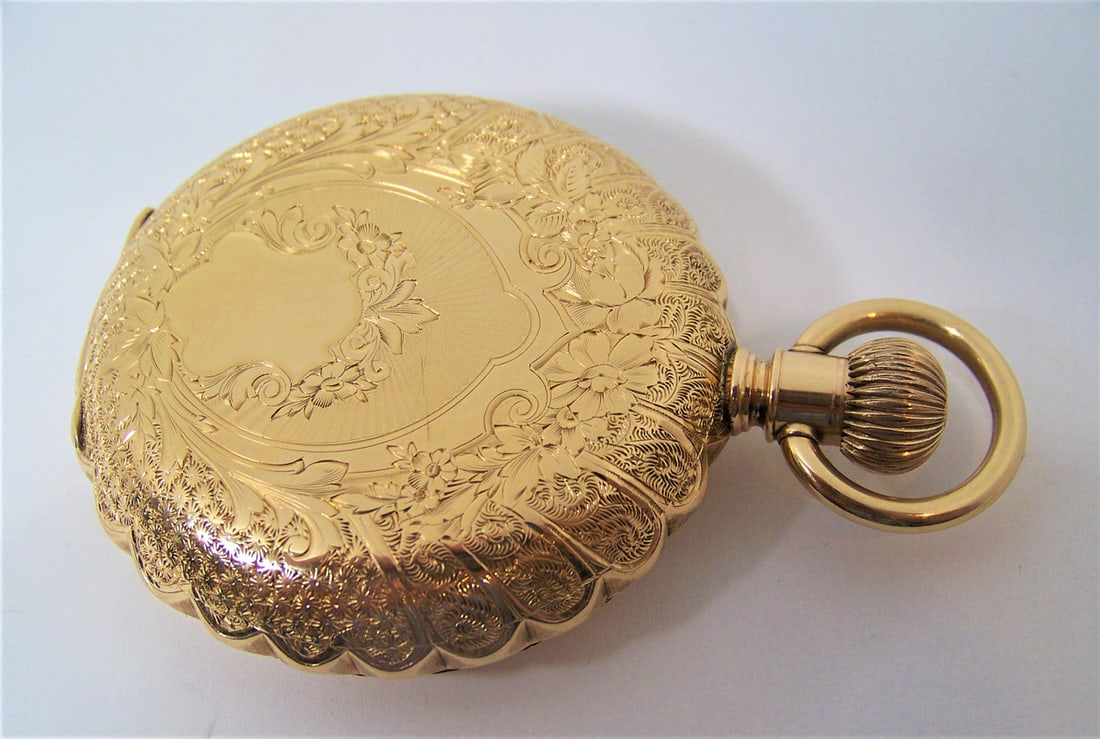 Antique Solid & Heavy 14K Gold E.HOWARD & Co BOSTON watch c.1900 HAND ENGRAVED - 5