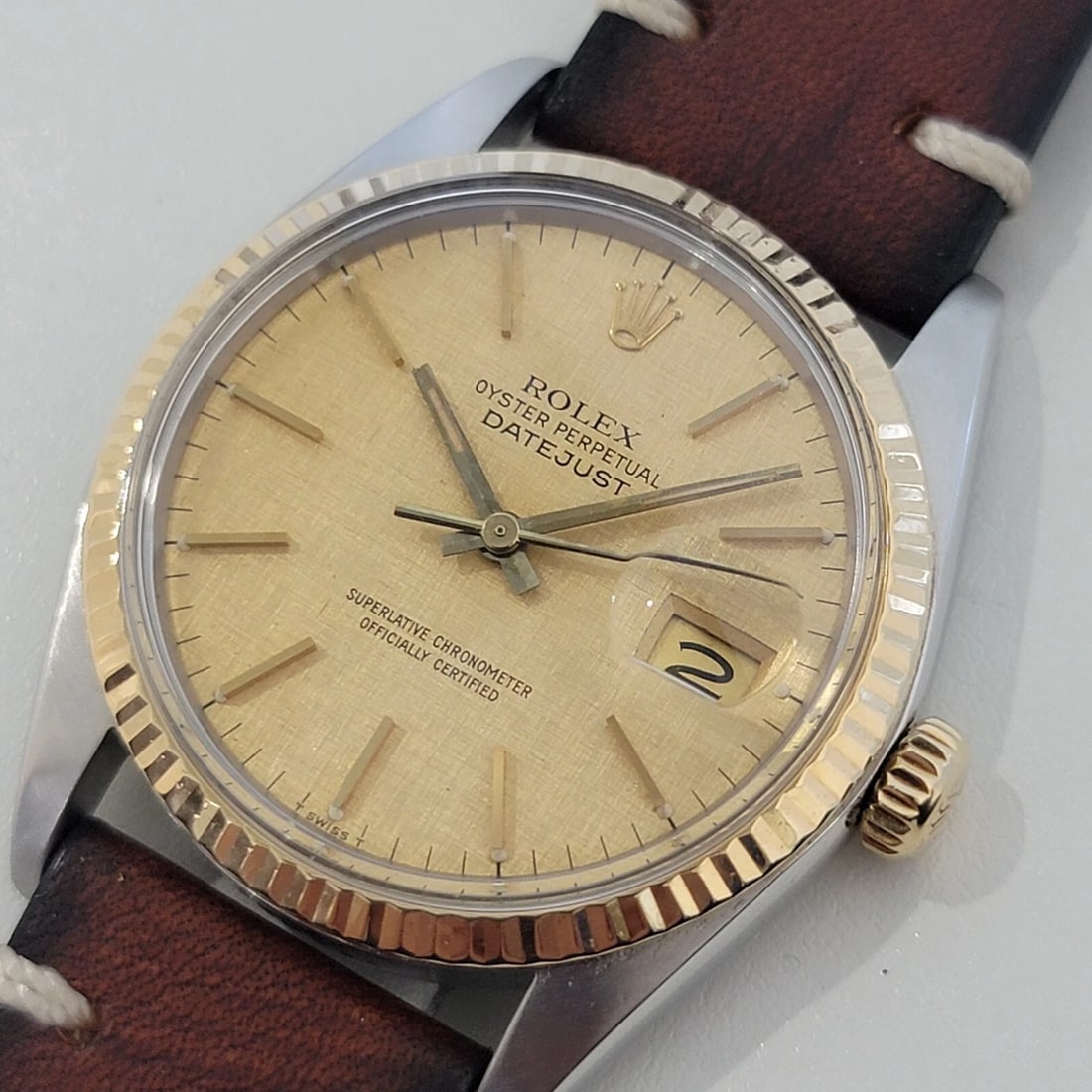 Mens Rolex Oyster Datejust Ref 16013 18k SS 36mm Auto 1980s Vintage Swiss NA108 - 2