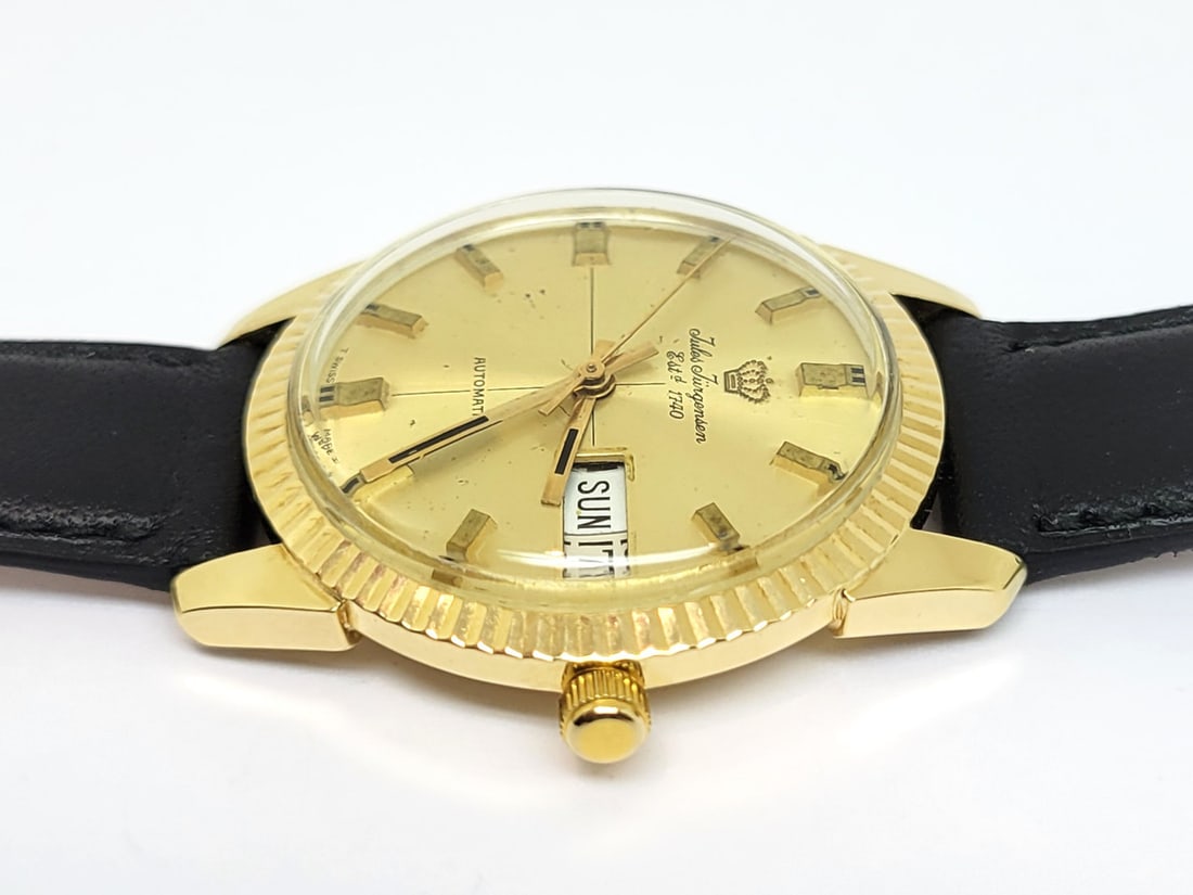 Vintage 18k JULES JURGENSEN Automatic DAY DATE Watch Cal N71693 c.1960s RARE - 6