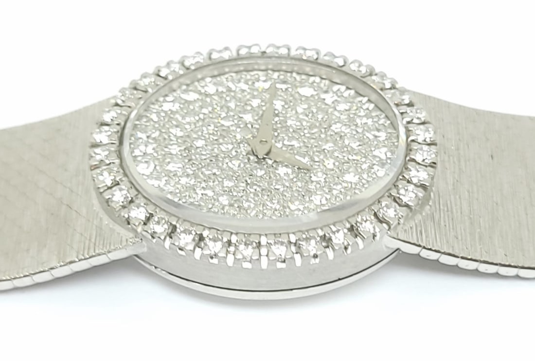 Solid 18k White Gold BAUME & MERCIER Ladies Dress Watch w/Diamonds Ref 38234 9 - 12