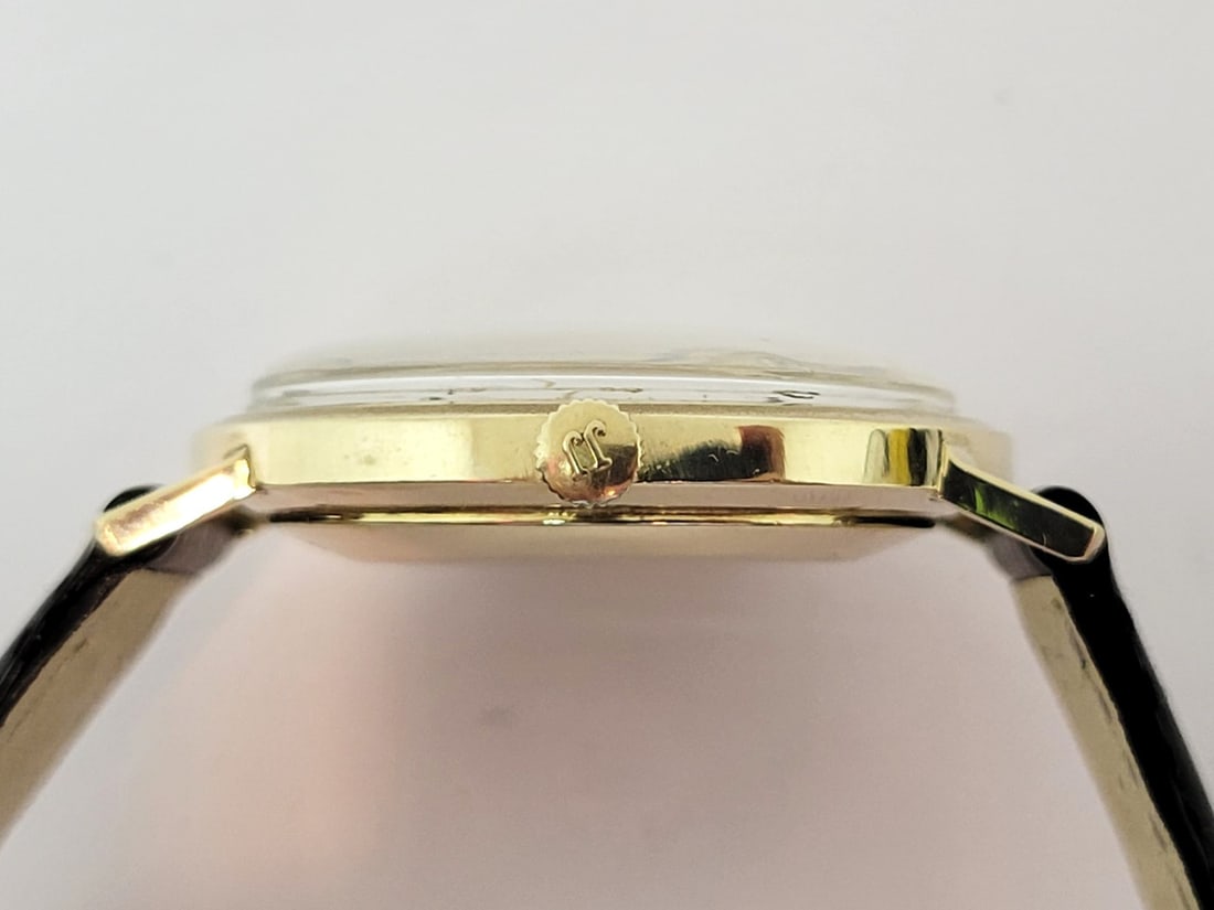 Vintage 14k JULES JURGENSEN 17J Automatic DATE Watch c.1960s EXLNT ORIGINAL DIAL - 5