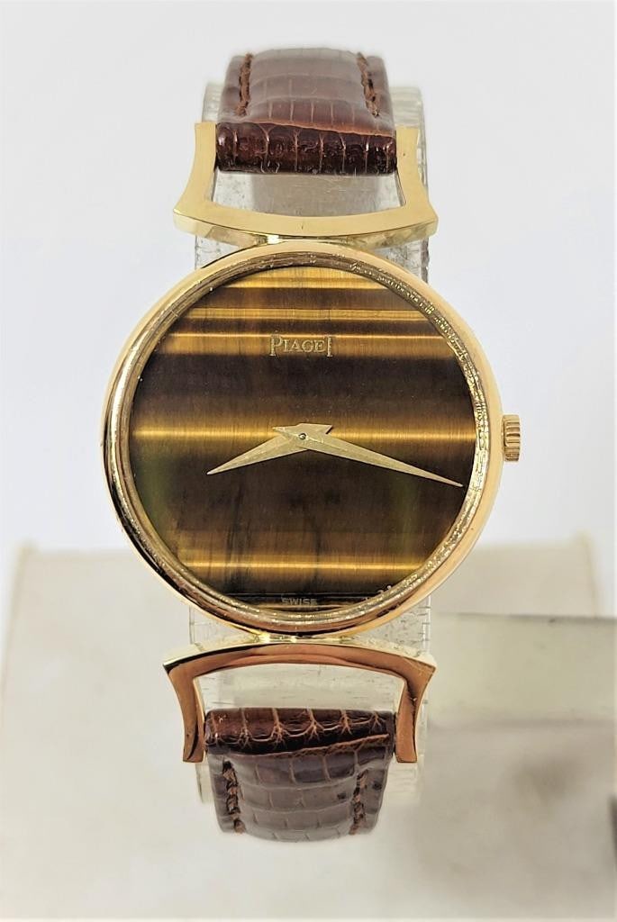 Solid 18k PIAGET Ladies Dress Watch Ref 9015 Cal 9P with Tiger-Eye Stone Dial (1 of 11)