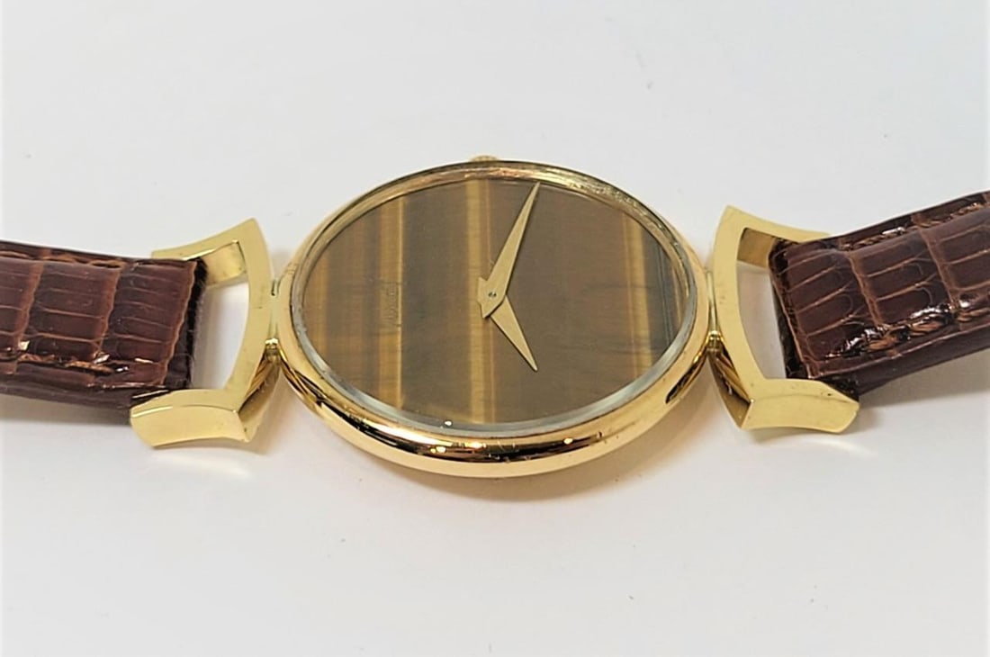Solid 18k PIAGET Ladies Dress Watch Ref 9015 Cal 9P with Tiger-Eye Stone Dial - 9