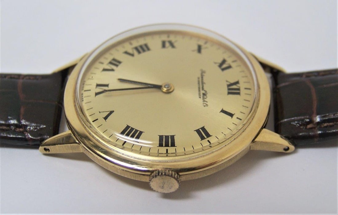 Vintage 18k Gold IWC SHAFFHAUSEN Winding Watch 1960s Cal C423 EXLNT* SERVICED - 9