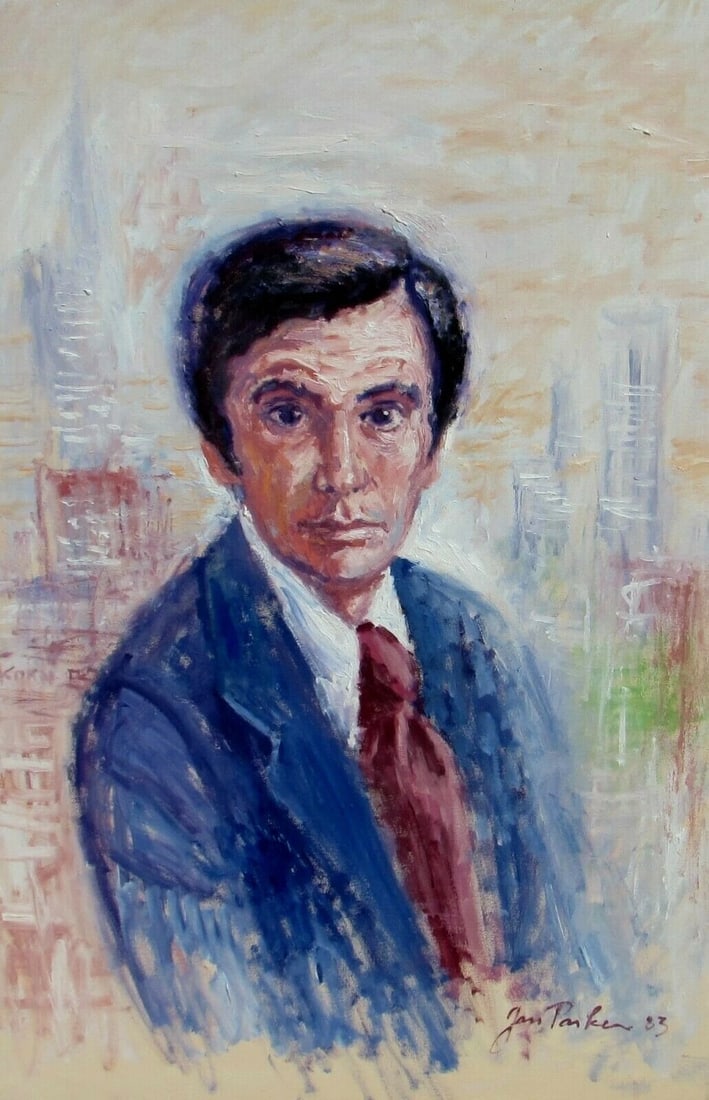 JAN PARKER (British born 1941) Portrait of a Man, 36" x 23-1/2" oil painting - 3