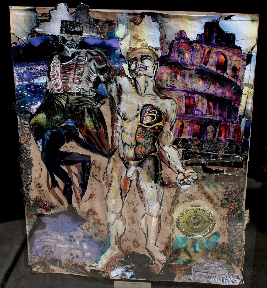 IONE CITRIN Modernist Mixed Media Skeleton Figures in Custom Metal Frame was $7k - 4