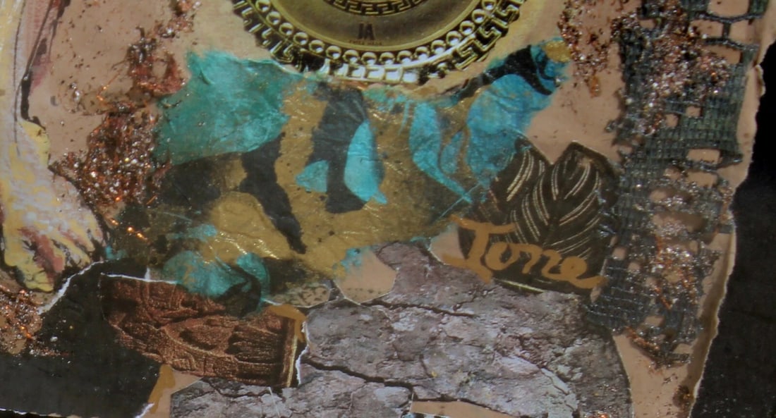 IONE CITRIN Modernist Mixed Media Skeleton Figures in Custom Metal Frame was $7k - 6