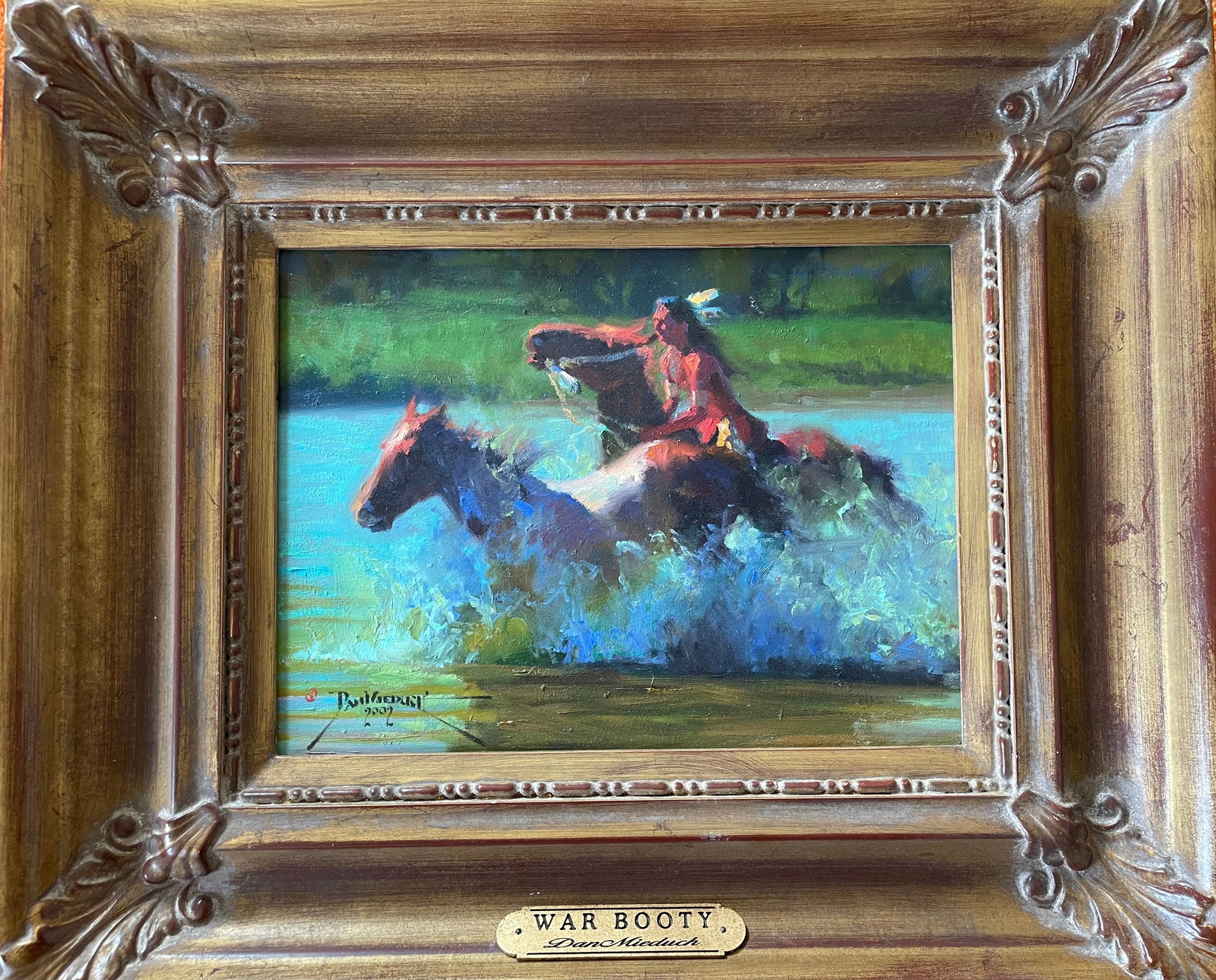 War Booty: Artist: Dan Mieduch Title:War Booty Description:Dan Mieduch is an American artist known for his Western and historical genre paintings, often depicting scenes from the American Old West. This painting
