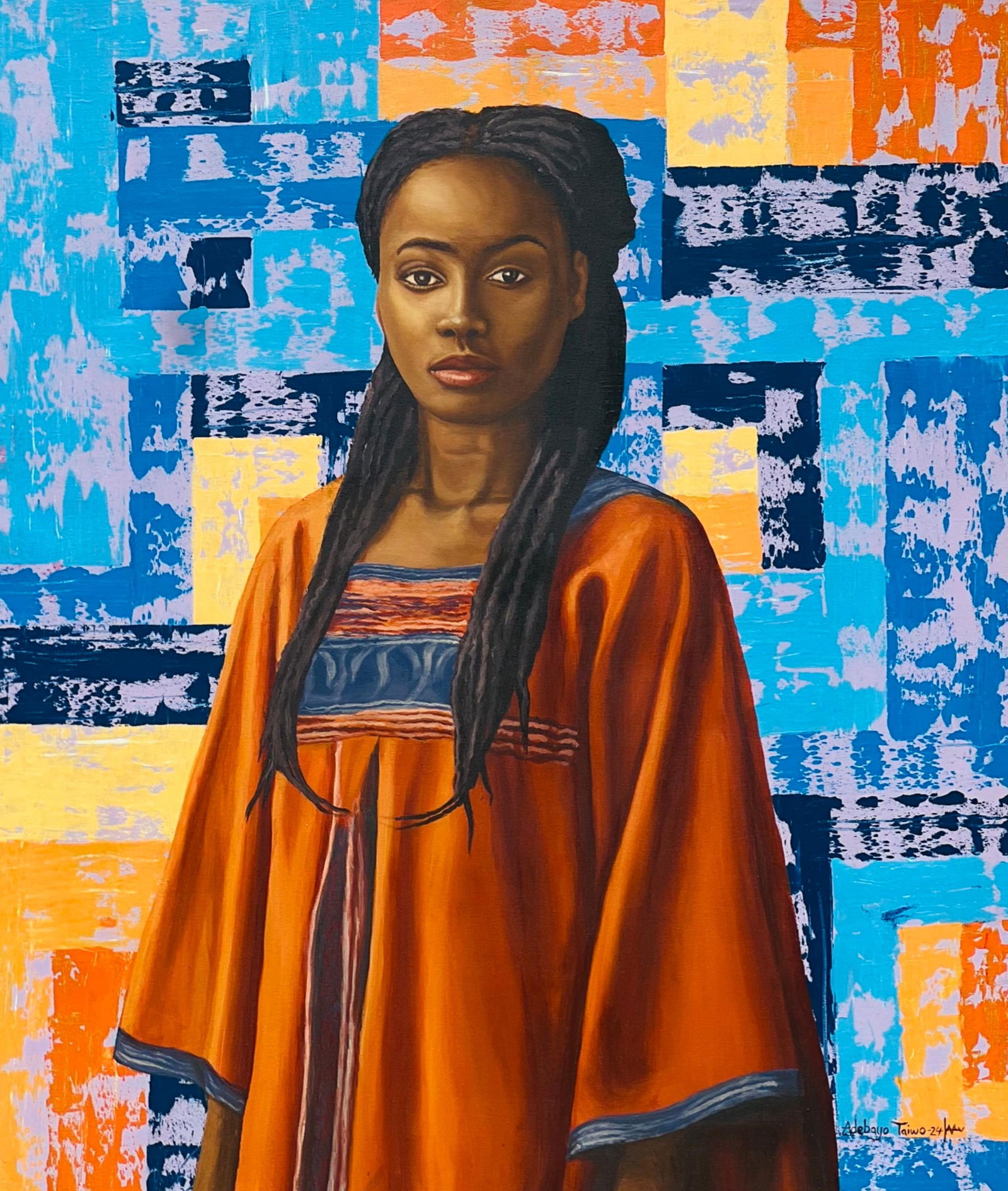 Adebayo Taiwo, Peaceful Haven -21st Century, Contemporary, Figurative Portrait, Women, Colorful, - 8