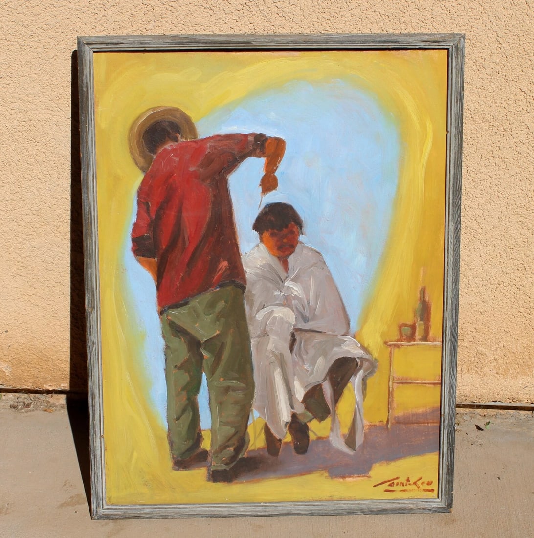 Maurice Saint-Lou (French 1897-1961) Man Getting a Haircut oil Price was $725 - 3