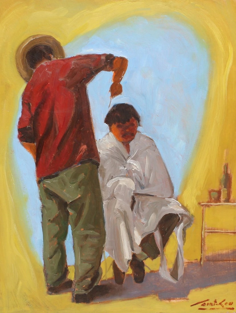 Maurice Saint-Lou (French 1897-1961) Man Getting a Haircut oil Price was $725 - 4