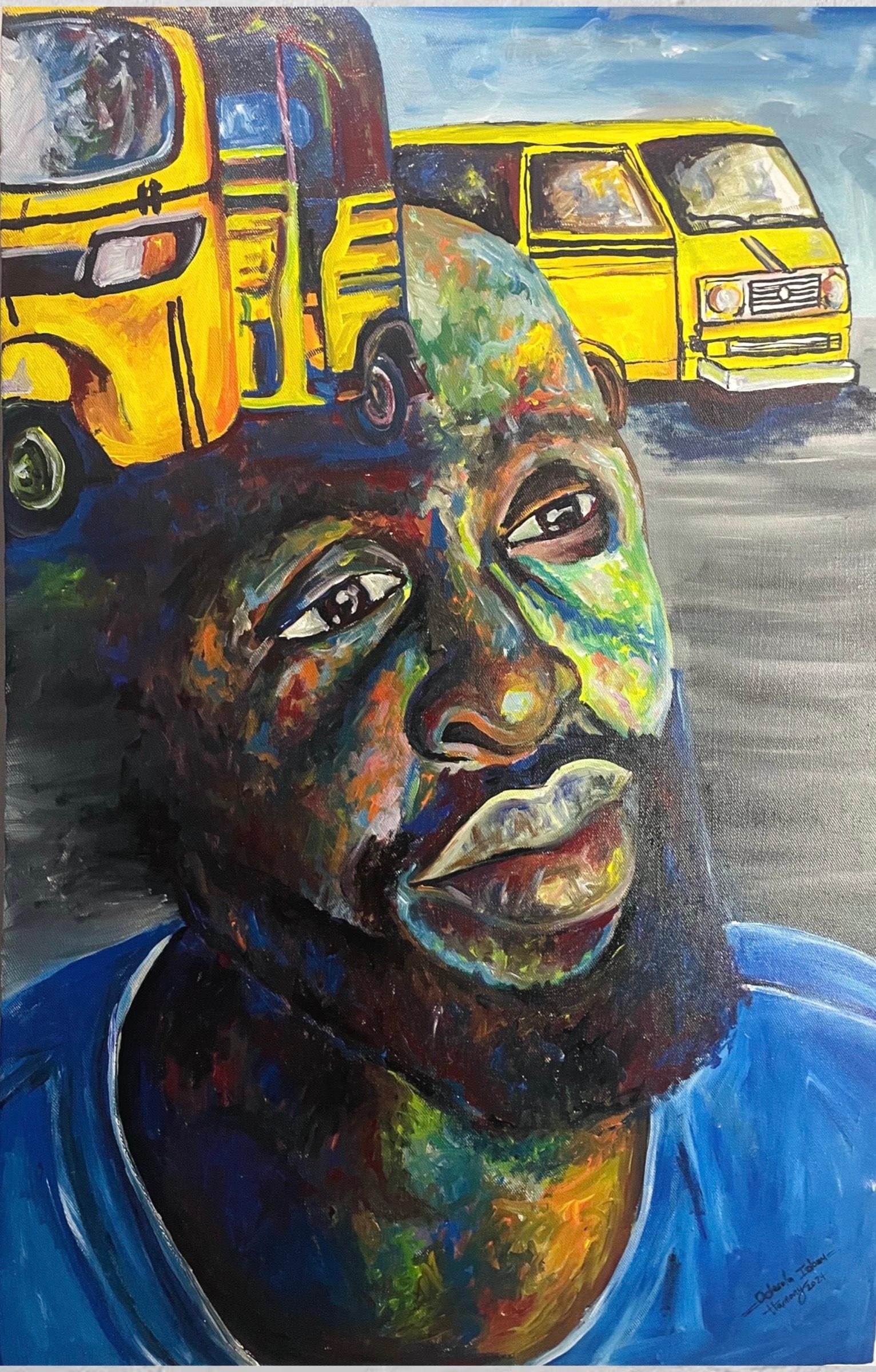 Odesola Idowu, Livelihood Survival - 21st Century, Contemporary, Figurative Portrait, Men, Bus, 2024 - 4