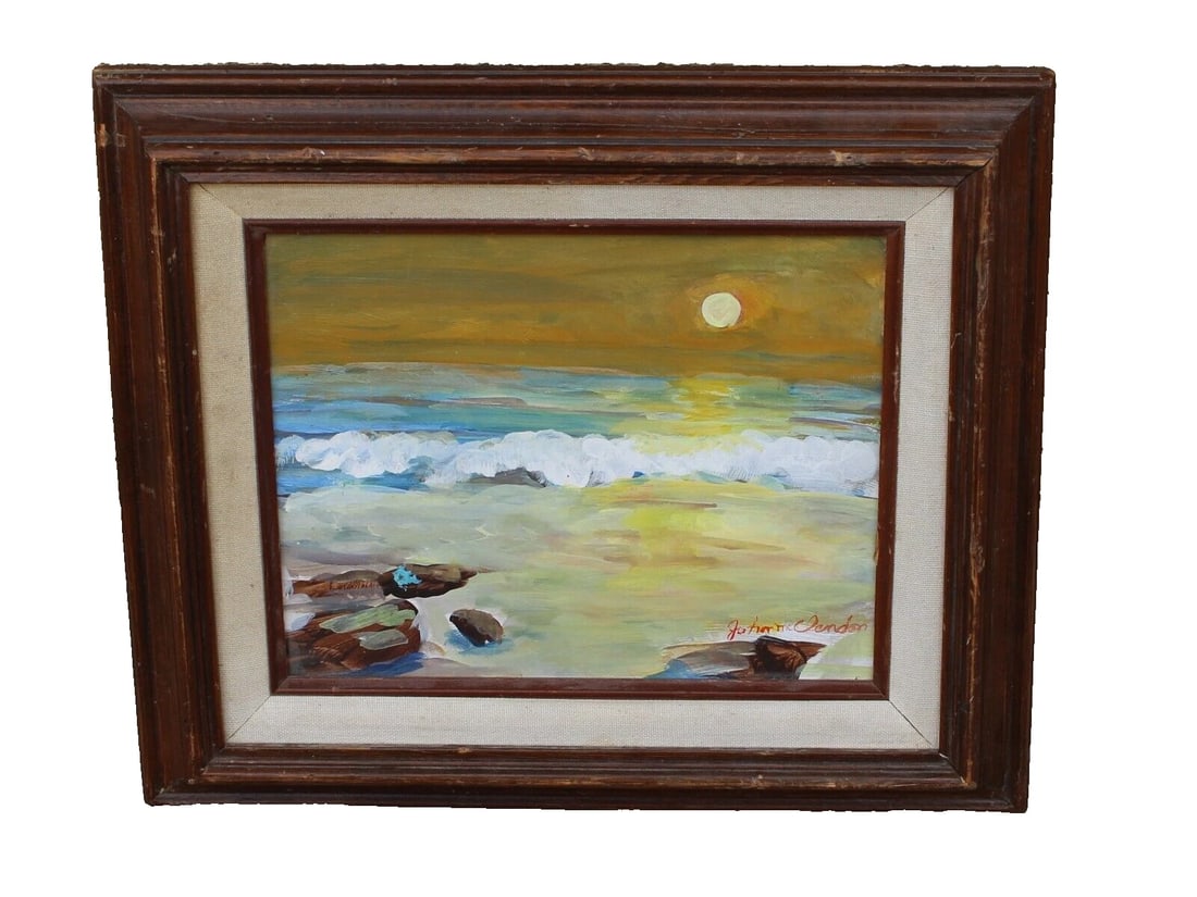 JOHN W. McCLENDON Rippling Ocean Waters in the Moonlight oil painting (1 of 6)