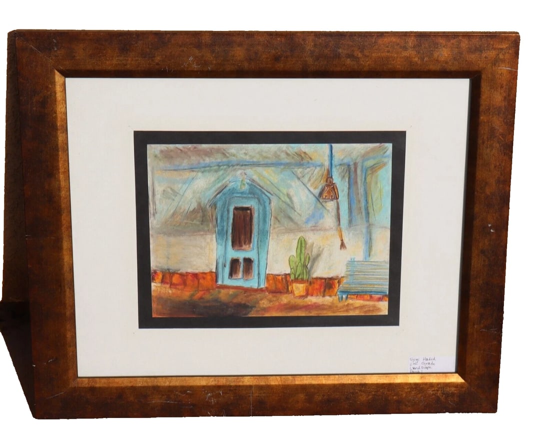 GIGI HADAD Famous Model Unique Pastel of a Dwelling she painted in 6th Grade! (1 of 7)