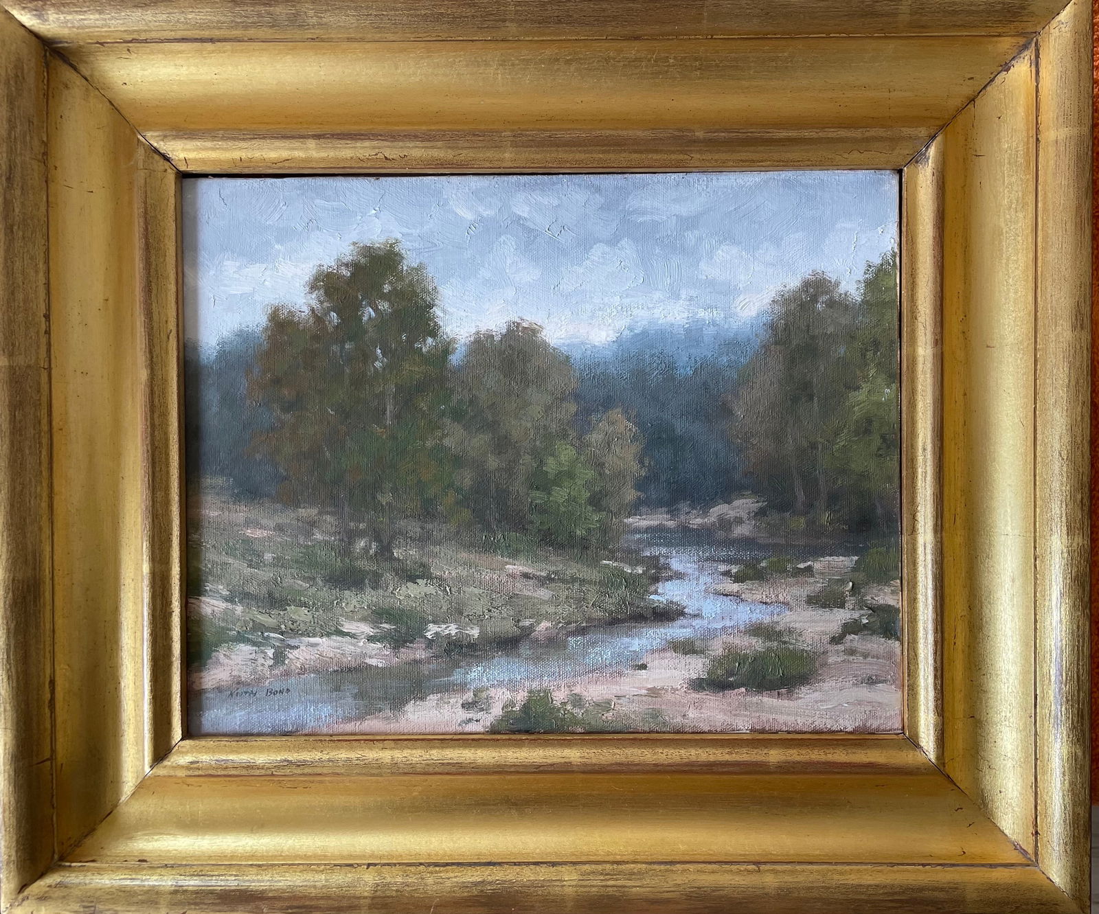 Rainy Days: Artist: Keith BondTitle:Rainy DaysDescription:Keith Bond's paintings capture the spirit of landscape. verso reads: "Rainy Days" by Keith Bond (c) 2000 Red Bluff Creek Near Pipes Creek, TX 10/31/00