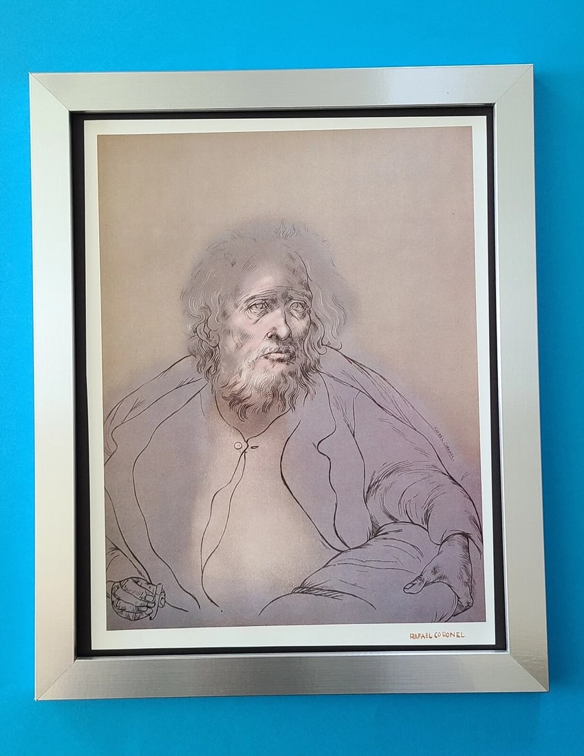 RAFAEL CORONEL + MEXICAN MASTER BEAUTIFUL PRINT + SIGNED + MOUNTED AND FRAMED: Title: RAFAEL CORONEL + MEXICAN MASTER BEAUTIFUL PRINT + SIGNED + MOUNTED AND FRAMEDDescription:This is a beautiful Vintage Print from Mexican Master RAFAEL CORONEL Facsimile Signature in Brown Ink