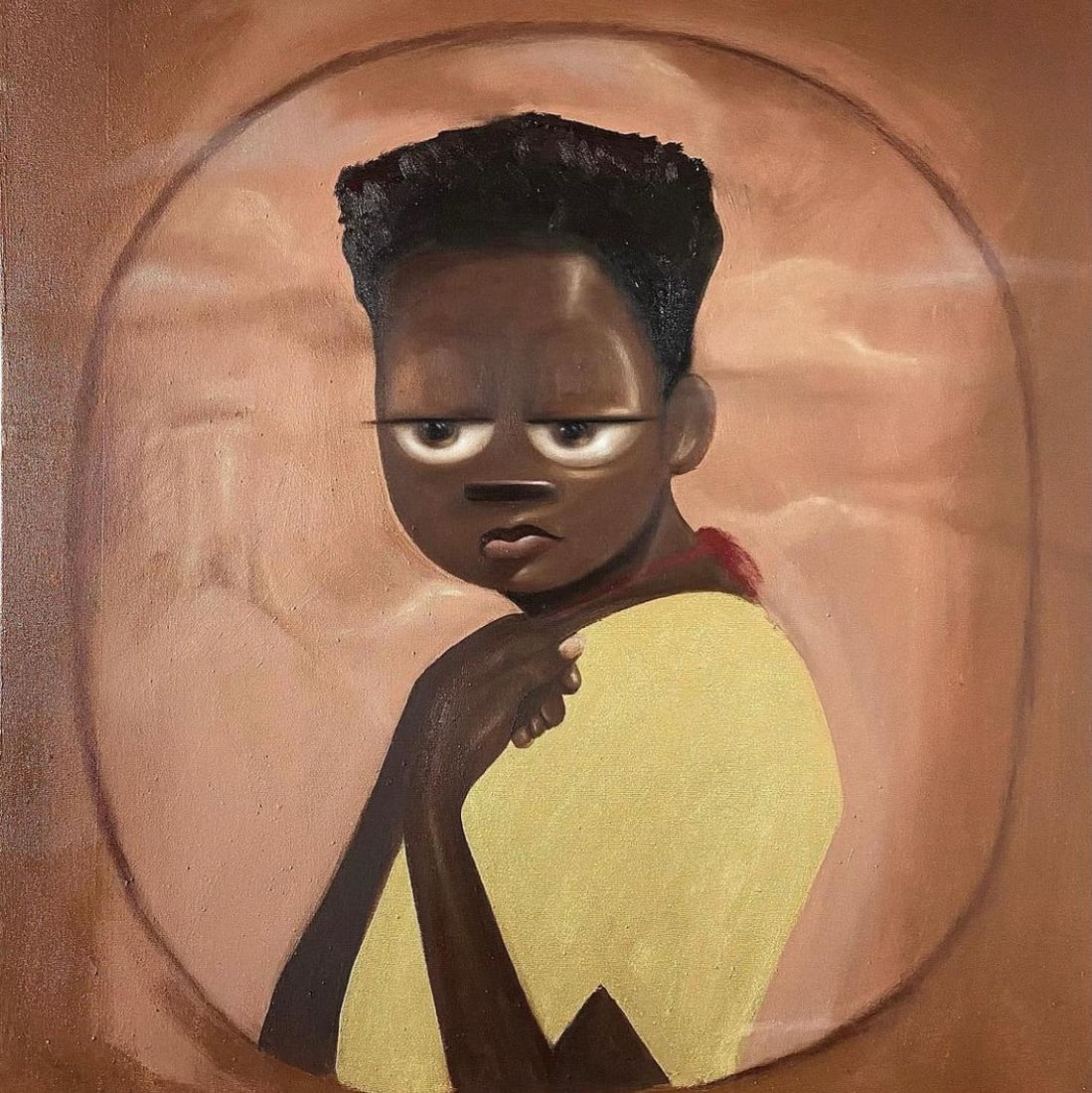 Aladejare Ayodeji, Innocence - 21st Century, Surrealism, Figurative Painting, Bulgy Eyes, Modern, - 7