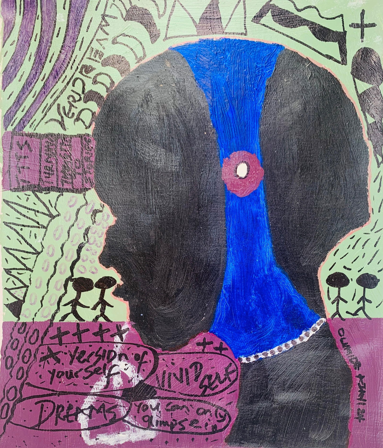 Olumide Ajayi, Veridream - 21st Century, Contemporary, Abstract, Miniature, Emotions, Colors, 2024: Creator: Olumide Ajayi (1996, Nigerian) Creation Year: 2024 Dimensions: Height: 12 in (30.48 cm)Width: 10 in (25.4 cm)Depth: 1 in (2.54 cm) Medium: Canvas,Ink,Acrylic Movement & Style: Abstract