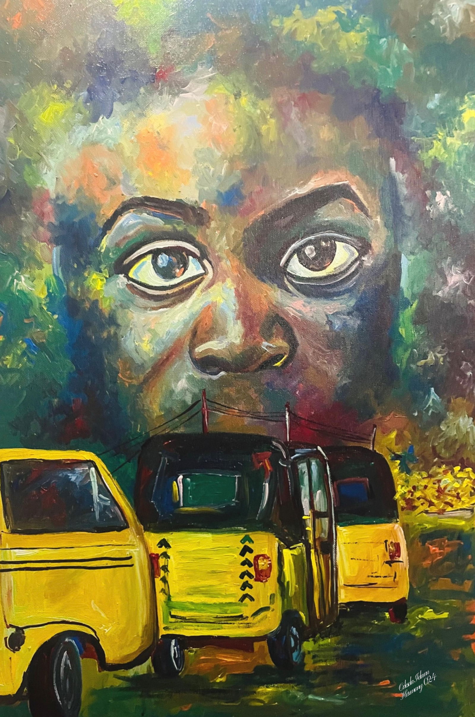 Odesola Idowu, Expectation - 21st Century, Contemporary, Figurative Portrait, People, Tricycles, - 4