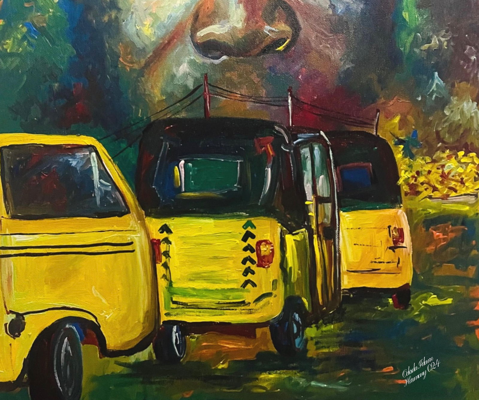 Odesola Idowu, Expectation - 21st Century, Contemporary, Figurative Portrait, People, Tricycles, - 6