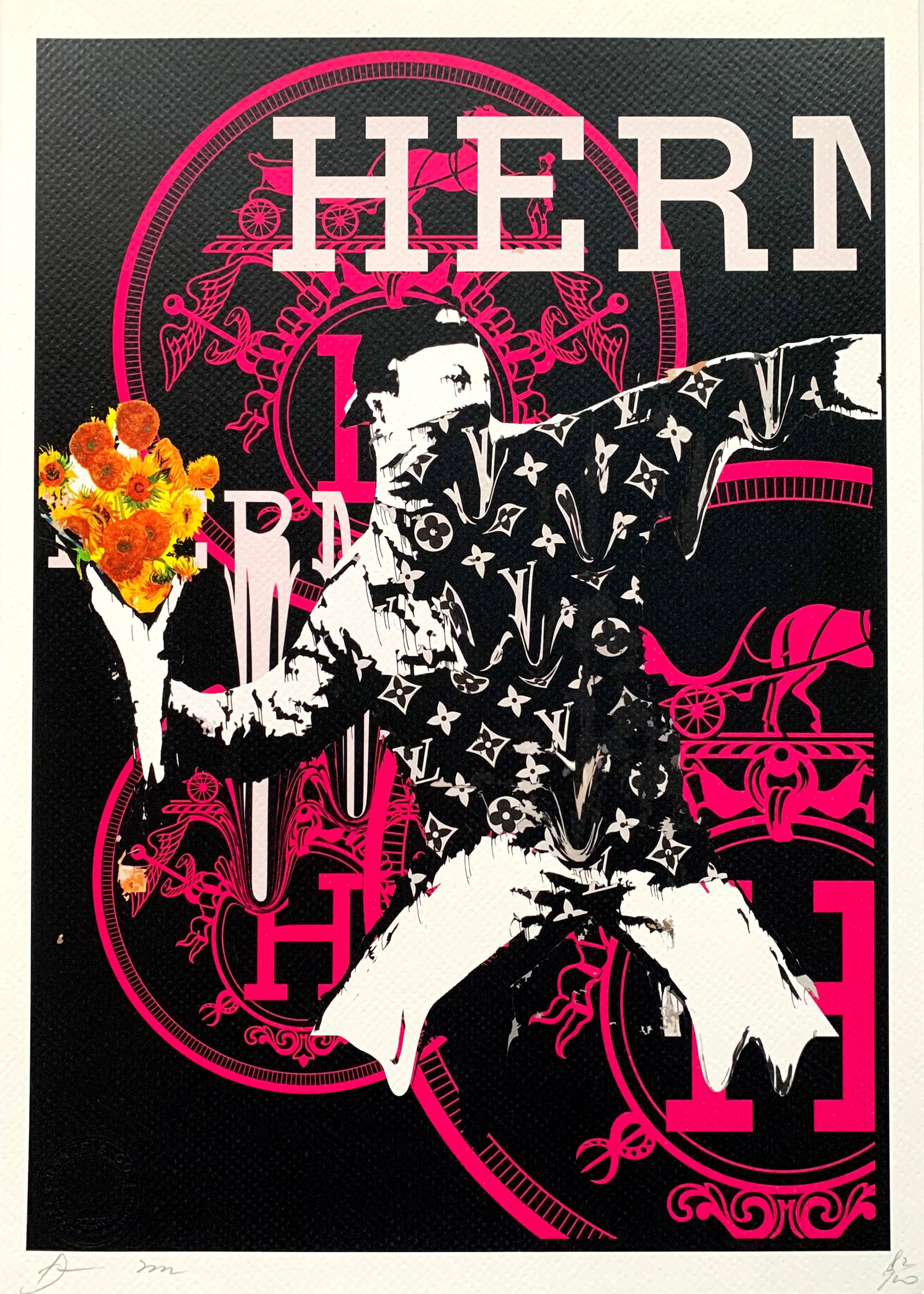 Death NYC Hermes Banksy: Title:Death NYC Hermes Banksy Date/Period:21st Century Materials:Giclee on Fine art 300 gsm paper Size:17 3/4 x 12 1/2 inches Description:Artist: Death NYC, limited edition giclee on paper, out of edd