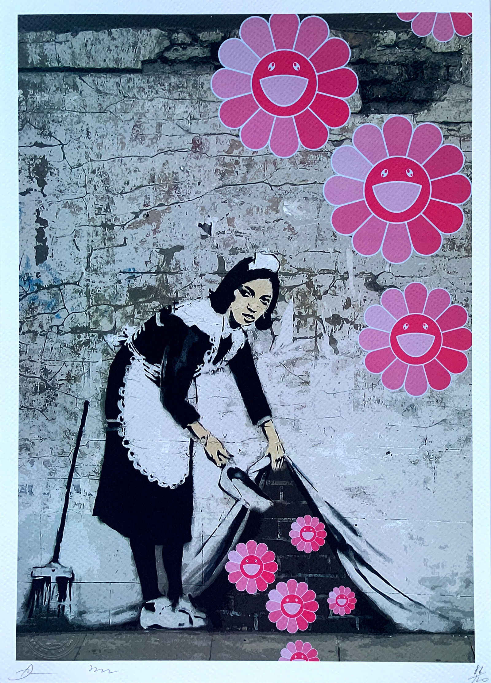 DEath NYC Banksy Maid: Title:DEath NYC Banksy Maid Date/Period:21st Century Materials:Giclee on Fine art 300 gsm paper Size:17 3/4 x 12 1/2 inches Description:Artist: Death NYC, limited edition giclee on paper, out of eddit