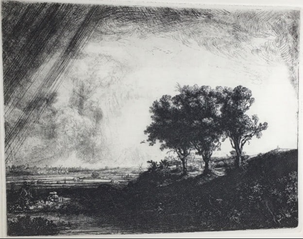 Rembrandt Van Rijn, (Dutch, 1606-1669), The Three Trees, 1643: Title:Rembrandt Van Rijn, (Dutch, 1606-1669), The Three Trees, 1643Description:Facsimile gravure printed at (signed by the printer) and published by the Rembrand Huis Museum in Amsterdam, 1970's, a